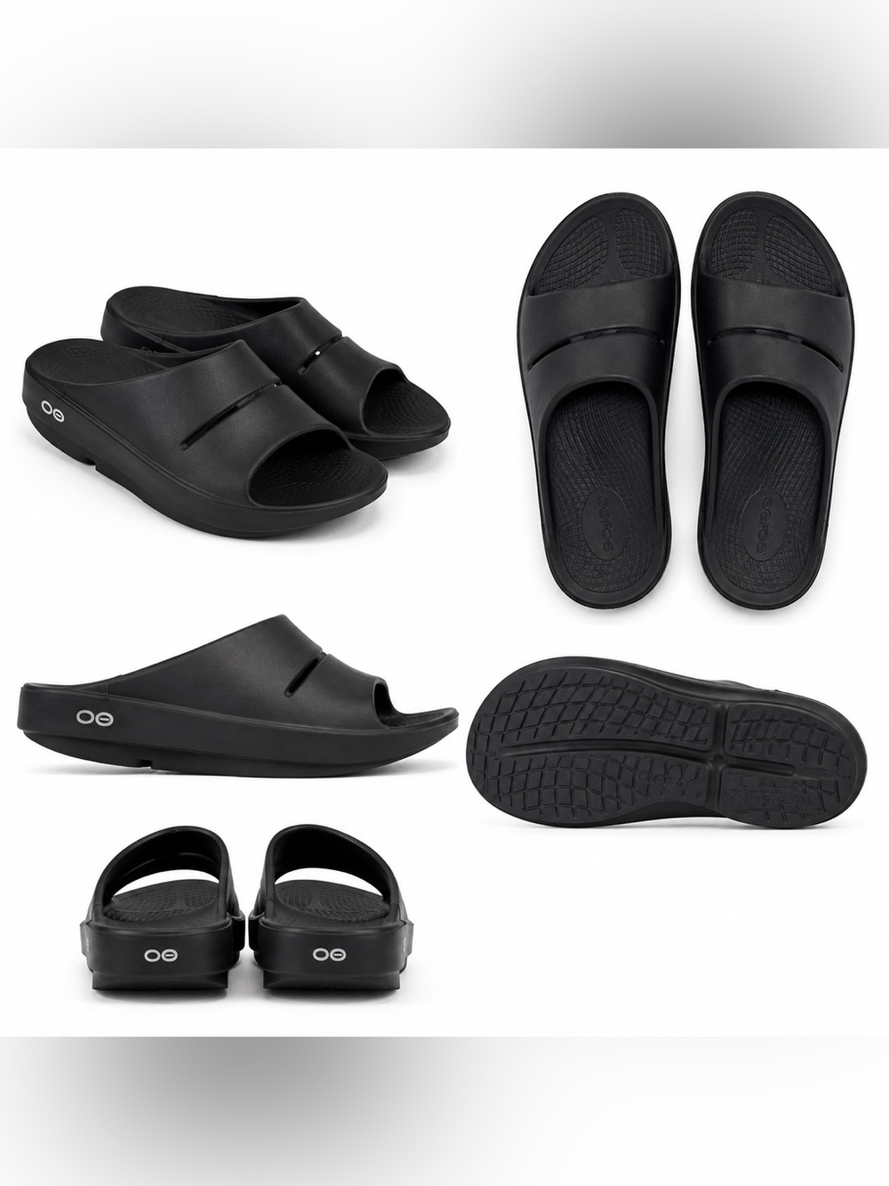 OOFOS Black Men's Recovery Slide Sandals